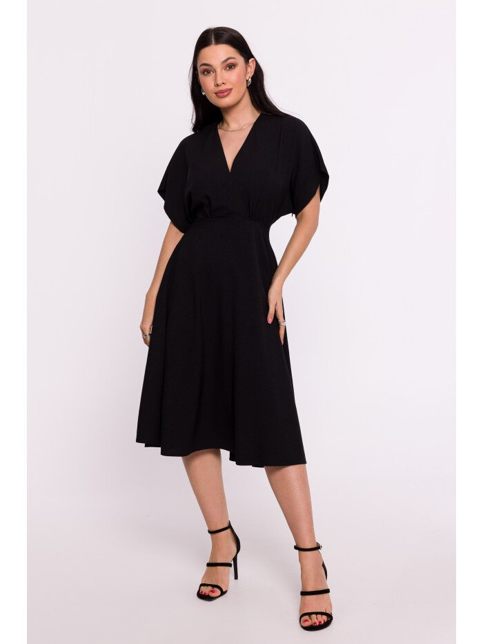 Černé Zavinovací Šaty - Elegantní Rozšířený Střih - BeWear, EU XL i529_5189282602036824592