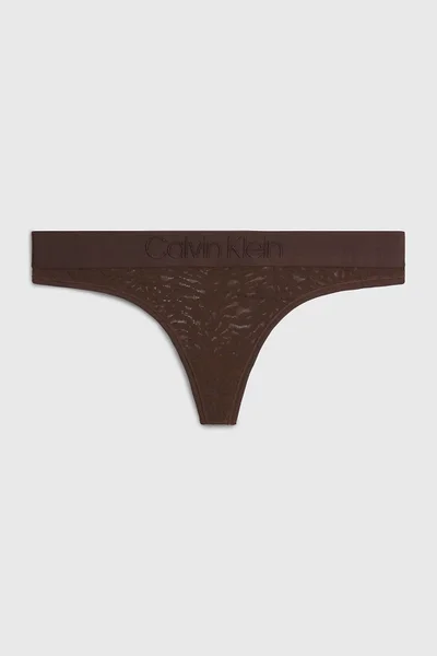 Dámská tanga 000QF7287E BKC tm. hnědé - Calvin Klein