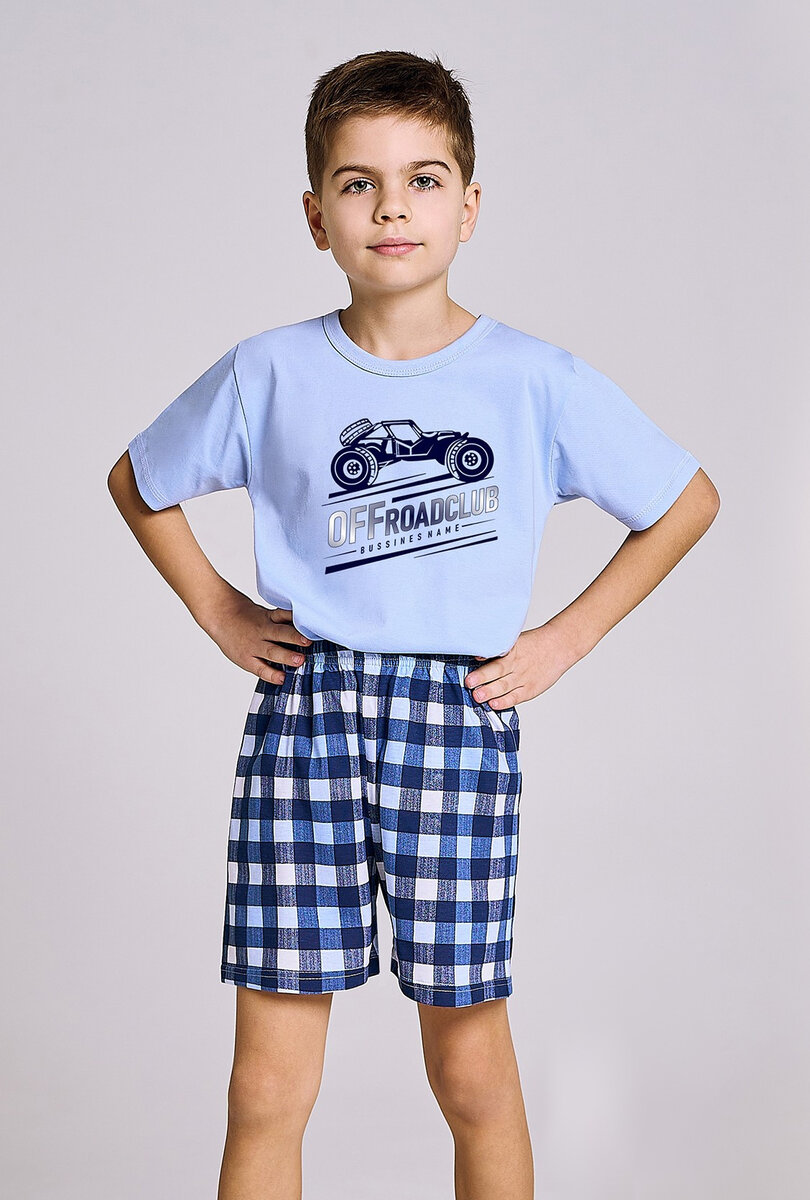 Kulatý výstřih - Chlapecké pyžamo s potiskem Taro Owen, modrá 98 i384_37784400