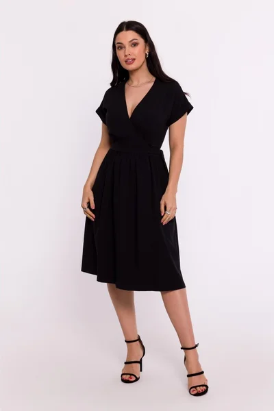 Černé Zavinovací šaty s páskem - BeWear Elegance
