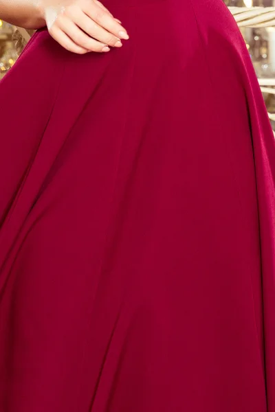 CINDY - Dlouhé dámské šaty v bordó barvě s dekoltem 1 model 43486