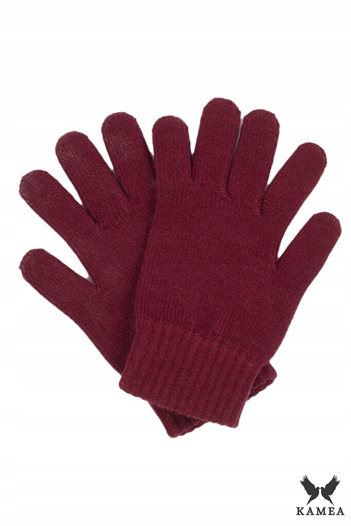 Červené vlněné prstové rukavice pro ženy - Kamea, 21 i10_P66626_2:1434_