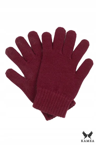 Červené vlněné prstové rukavice pro ženy - Kamea