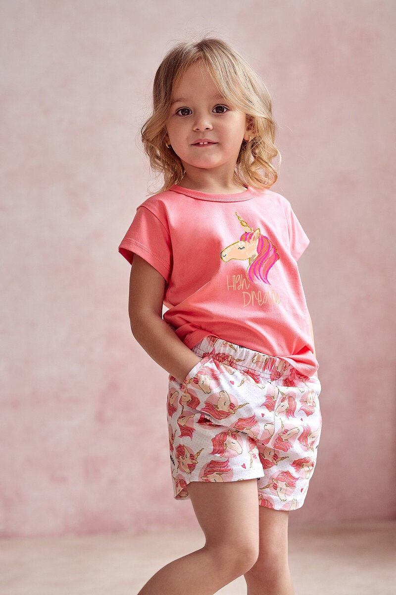 Korálové dívčí pyžamo s jednorožcem Taro Mila, korál 128 i384_98760611