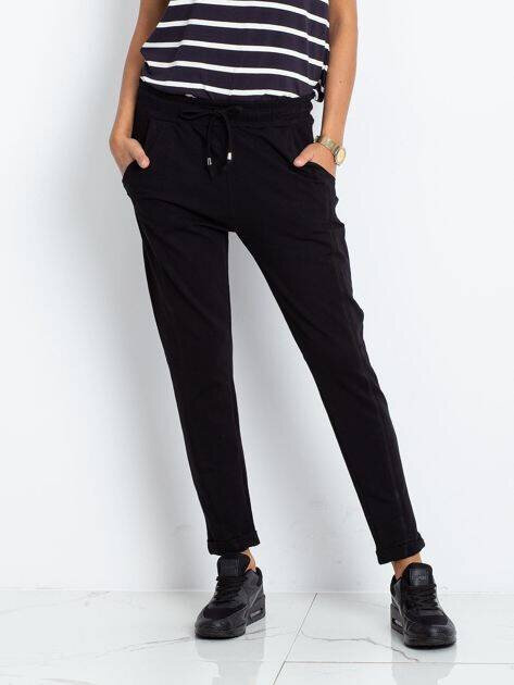 Černé chino kalhoty s gumou Factory Price, odcienie czerni M (38) i392_23152-47