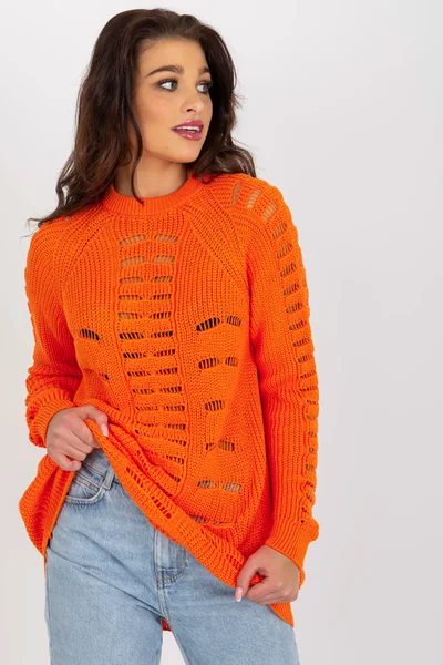 Dámský oranžový oversized svetr s vlnou Fashionhunters