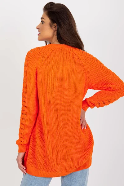 Dámský oranžový oversized svetr s vlnou Fashionhunters