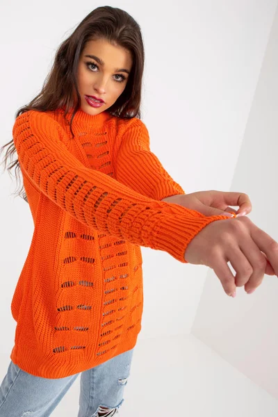 Dámský oranžový oversized svetr s vlnou Fashionhunters