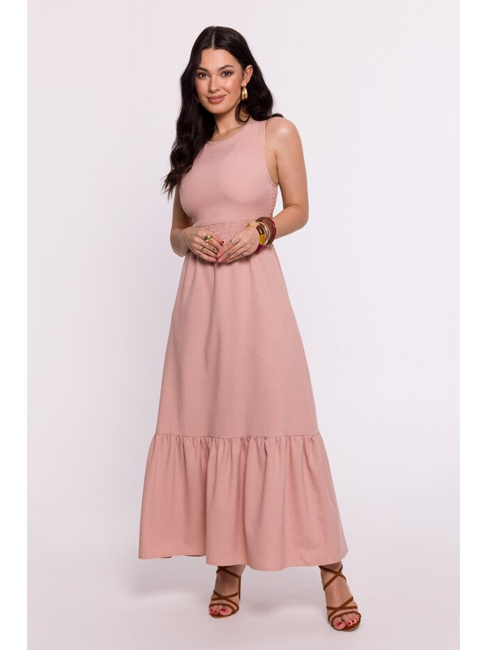 Růžové Maxi šaty s otevřenými zády - BeWear Elegance, EU M i529_9115589193451443856