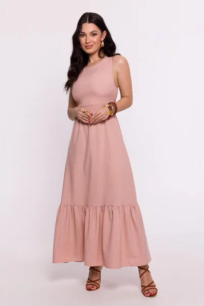 Růžové Maxi šaty s otevřenými zády - BeWear Elegance