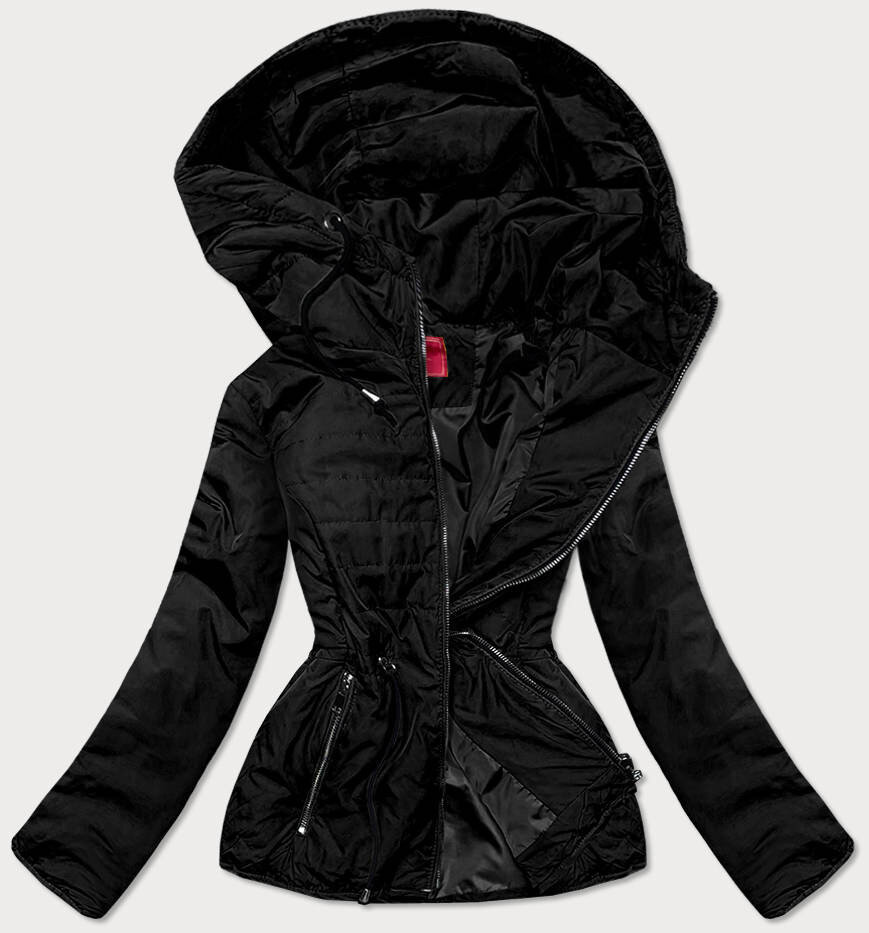 Černá prošívaná bunda pro ženy pro přechodné období 3O9 LHD, odcienie czerni XXL (44) i392_18284-48