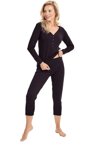 Černé proužkované pyžamo pro ženy TARO