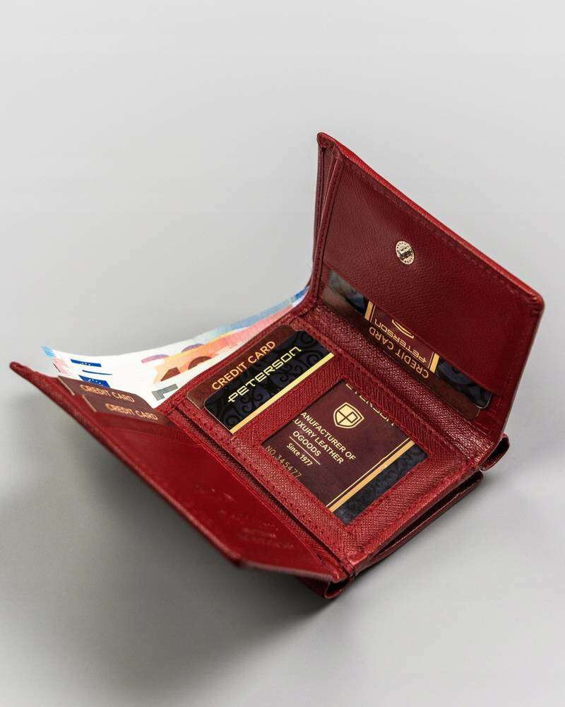 Klasická červená dámská peněženka z přírodní kůže od PETERSON®, univerzita i523_5903051191145