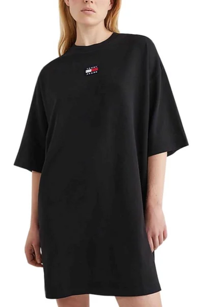 Černé dámské šaty Tommy Jeans TJW Essential Badge Tee Dress