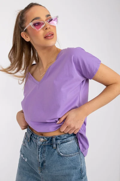 Levandulové dámské tričko FPrice s elastanem