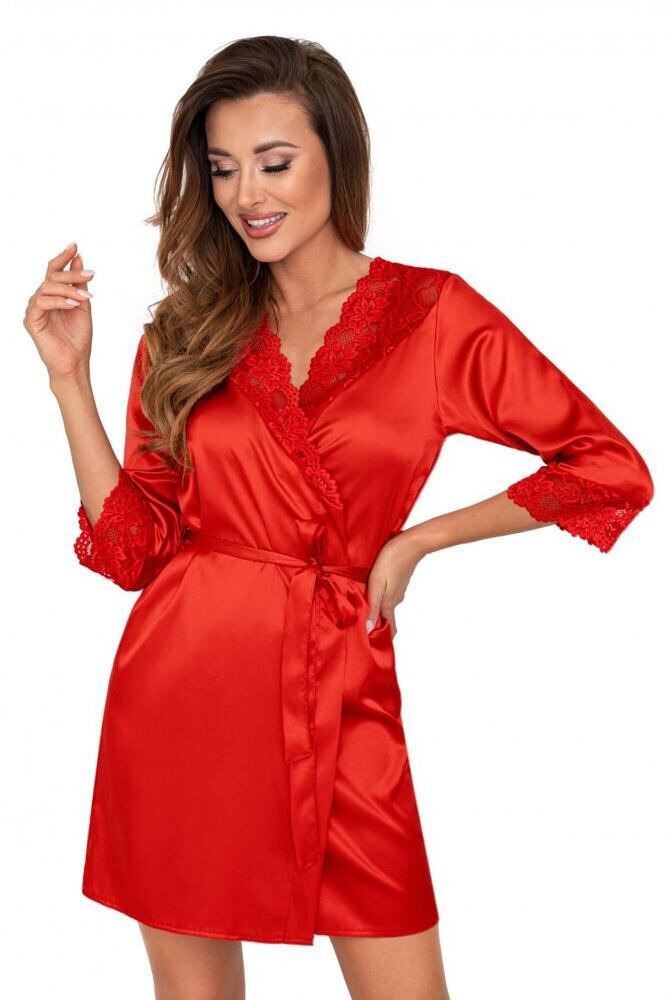 Dámský luxusní saténový župan Colette červený Donna, červená XL i43_72566_2:červená_3:XL_