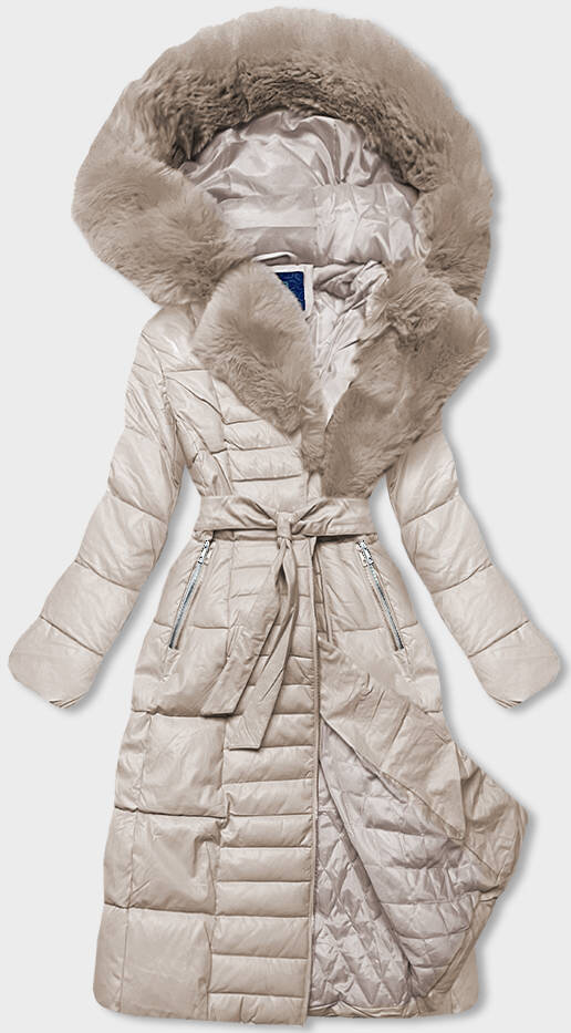 Kožešinovým límcem bunda Ann Gissy - Béžová, odcienie beżu XXL (44) i392_21318-48