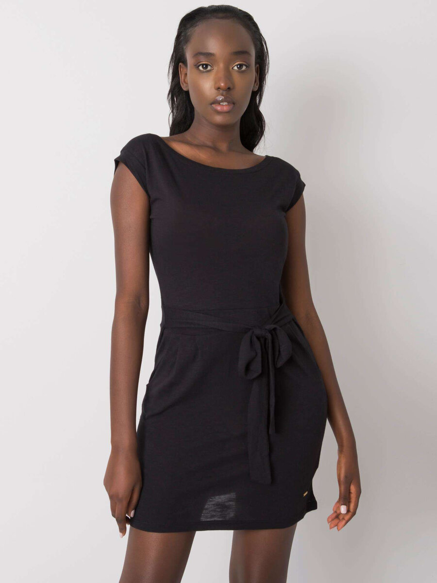 Dámské černé šaty s vázáním FPrice, XL i523_2016102978923