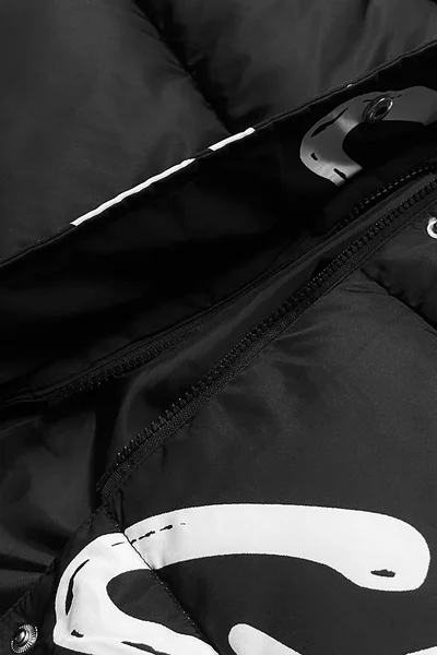 Zimní bunda Ann Gissy s nápisy - dlouhá - černo-bílá