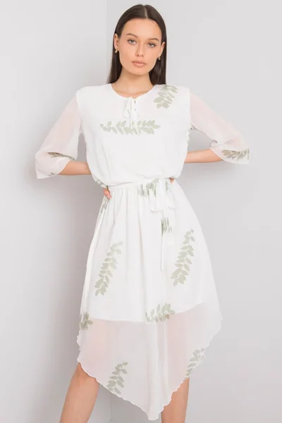 Dámské bílé šaty s květinovým motivem FPrice