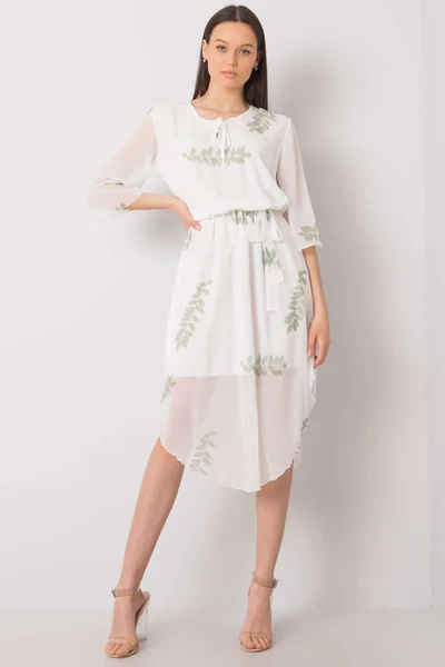 Dámské bílé šaty s květinovým motivem FPrice