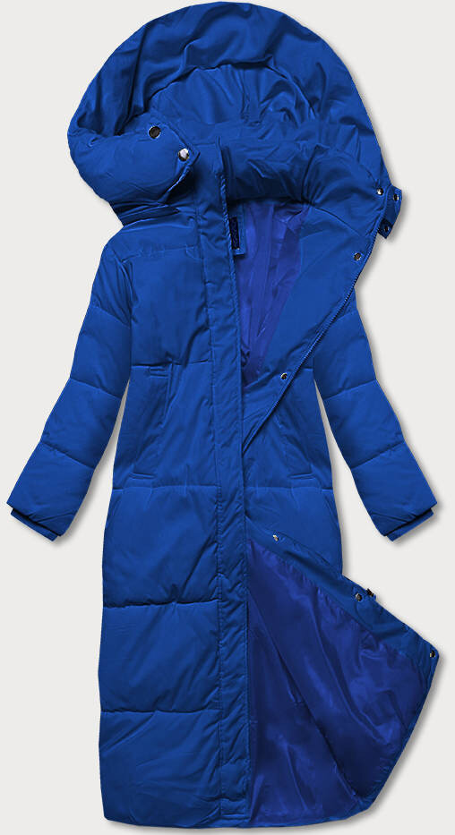 Zimní modrá oversize bunda s kapucí Ann Gissy, odcienie niebieskiego L (40) i392_21324-49