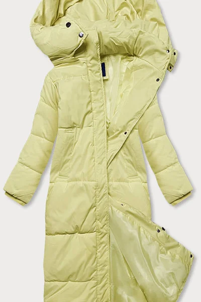 Zimní žlutá oversize bunda s kapucí Ann Gissy