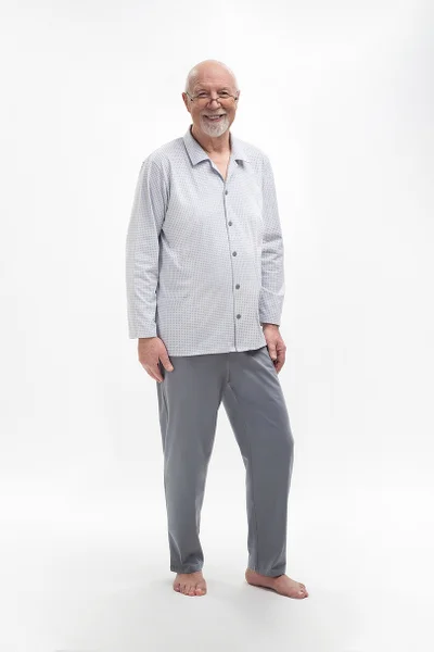 Pánské pyžamo ANTONI - kvalitní bavlna - světle šedá s tmavě šedou