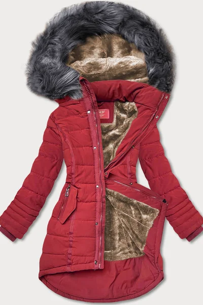 Zimní bunda LHD s odnímatelnou kožešinou a péřovou výplní