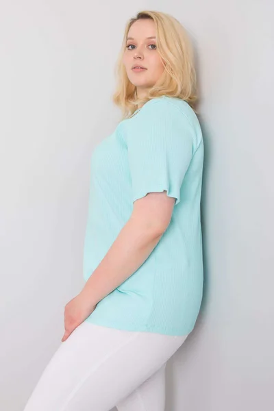 Mátová pruhovaná plus size halenka Fashionhunters