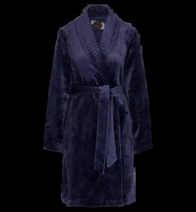 Zimní pohodlný luxusní župan ze žebrovaného recyklovaného polyesteru, modrá (6582) 3638 i147_51787112