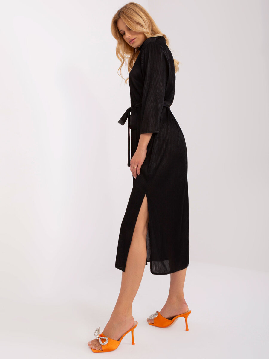 Černé pruhované koktejlové šaty FPrice, M i523_2016103411191