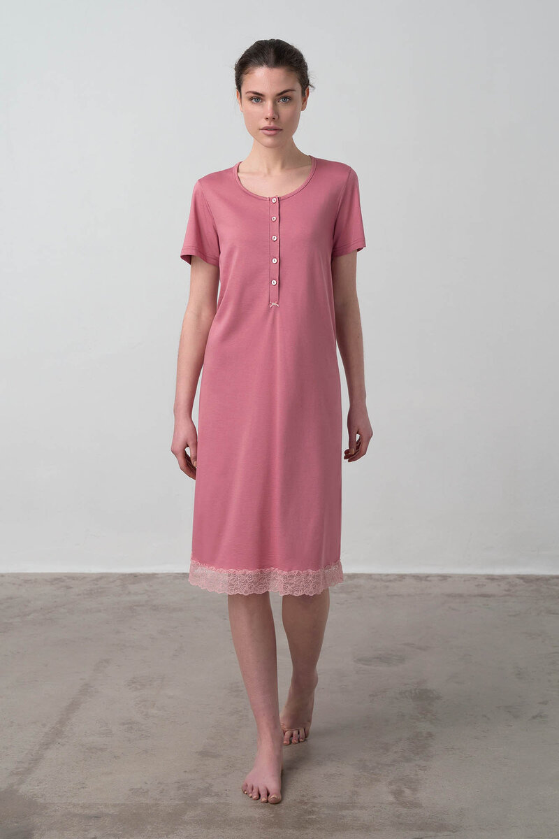 Růžová noční košile s krajkovým zakončením - Summer Dream, rose dusty XL i512_16902_435_5