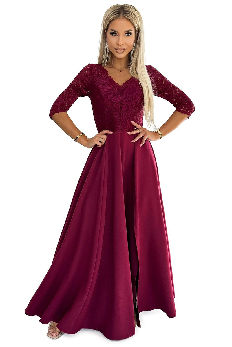 Krajkové šaty Elegantní Amber v bordó, bordó XL i41_9999935508_2:bordó_3:XL_