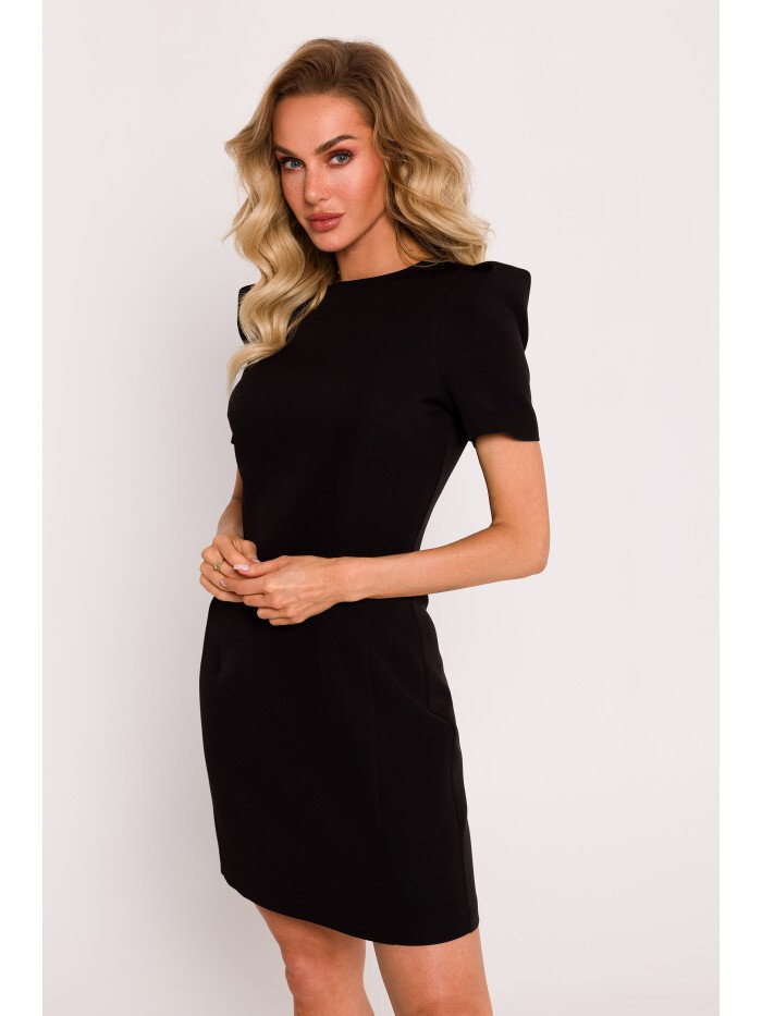 Černé Mini šaty s vycpávkami na ramenou - Elegantní Moe, EU L i529_1585548596559090113