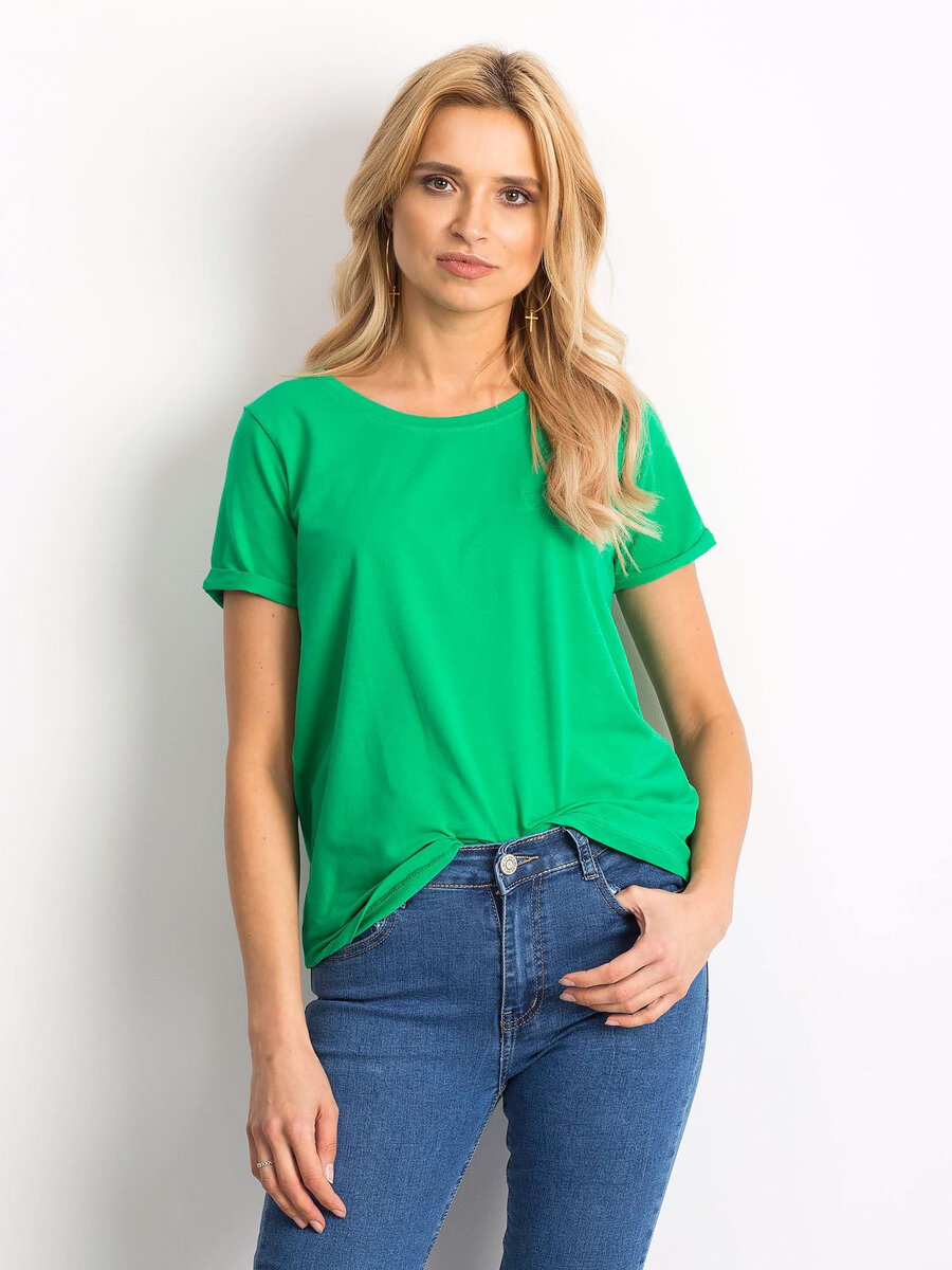 Základní zelené dámské bavlněné tričko FPrice, L i523_2016102217176