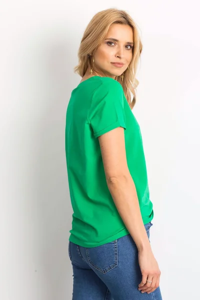 Základní zelené dámské bavlněné tričko FPrice