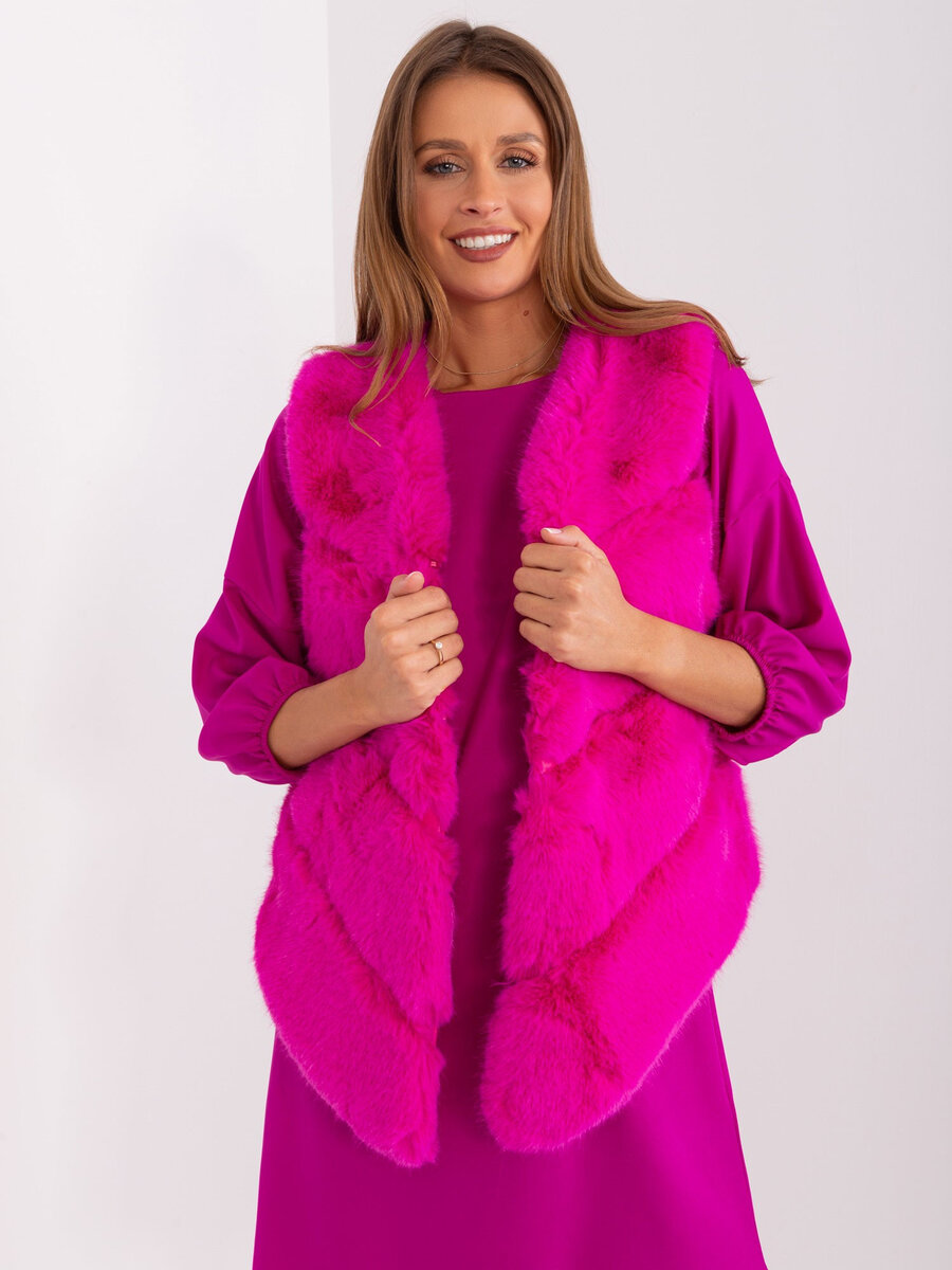 Růžová kožešinová dámská vesta FPrice, L/XL i523_2016103463053
