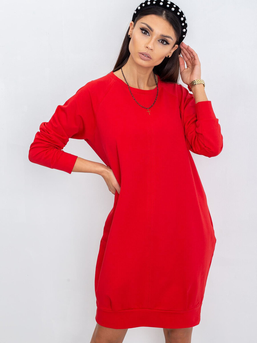Červené bavlněné šaty FPrice, L/XL i523_2016102457848