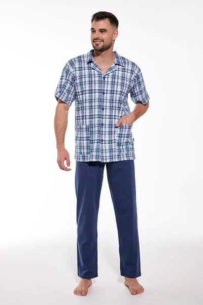 Kostkované pánské zipovací pyžamo Cornette