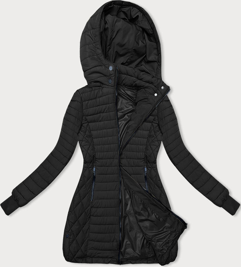 Stylová zateplená bunda s odepínatelnou kapucí pro ženy LHD, odcienie czerni S (36) i392_22584-46