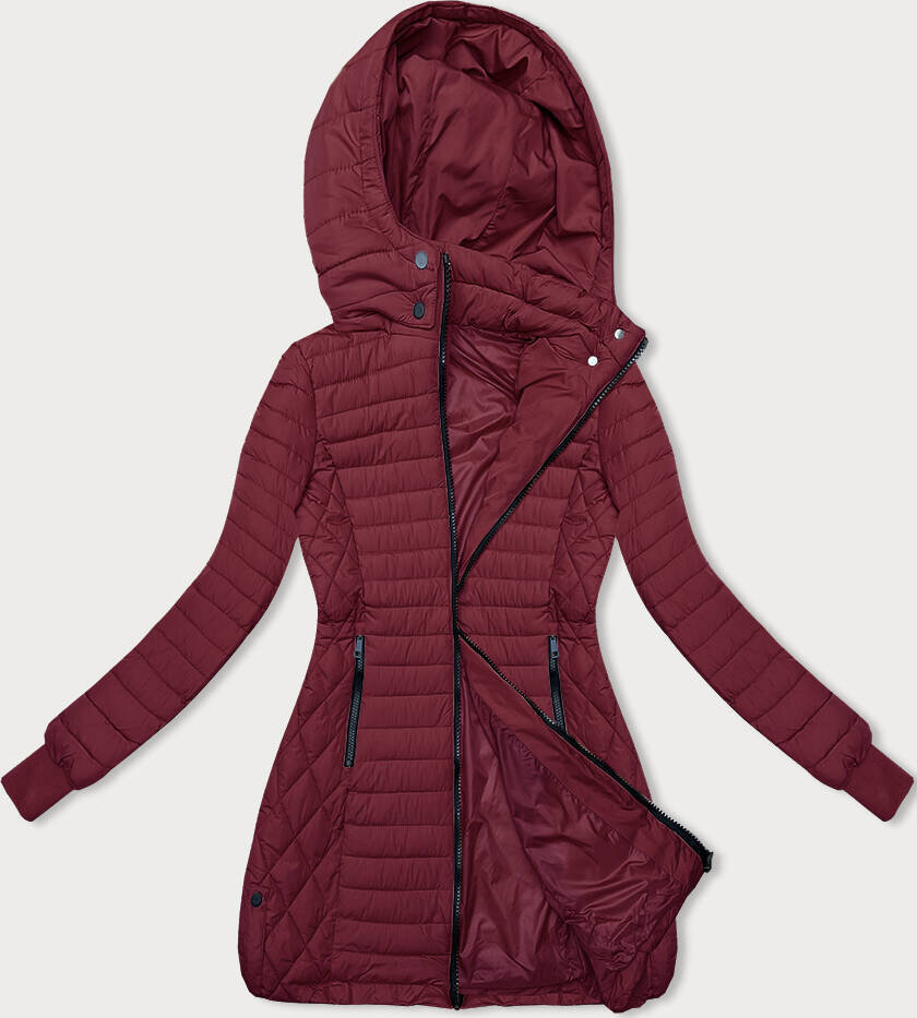 Zimní červená bunda s odepínatelnou kapucí pro ženy LHD, odcienie czerwieni S (36) i392_22586-46