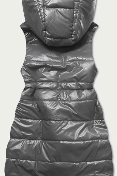 Dámská lesklá vesta v grafitové barvě s kapucí GB1416 S'WEST