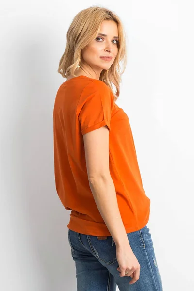 Dámské základní tmavě oranžové bavlněné tričko pro ženy FPrice