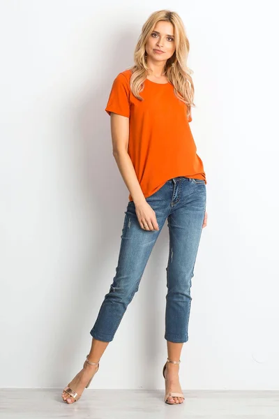 Dámské základní tmavě oranžové bavlněné tričko pro ženy FPrice