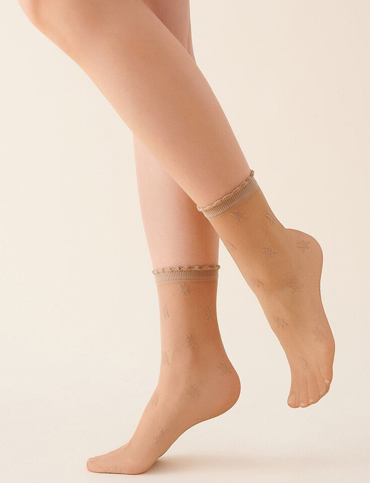 Dámské vzorované ponožky s neviditelnou výztuží Gabriella, béžová Univerzální i384_28193930