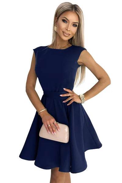 Modré pohodlné šaty s páskem Numoco
