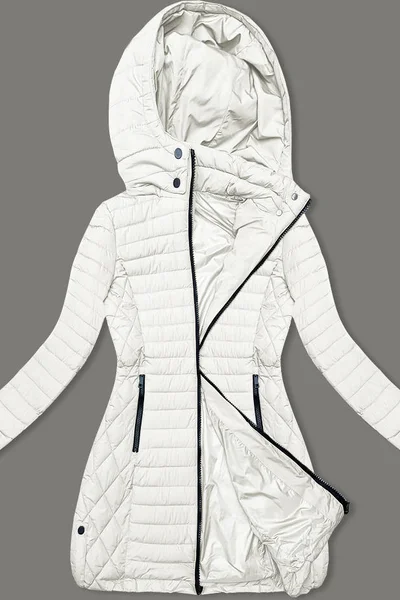 Bežová zateplená bunda s odepínatelnou kapucí pro ženy LHD