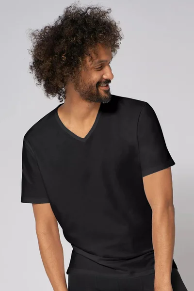 Pánské tričko GO V-Neck Slim Fit - BLACK - černá 51T8 - Sloggi
