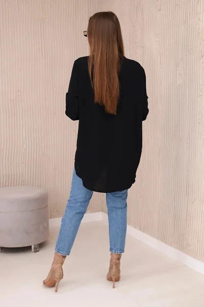 Dámská černá halenka s prodlouženými zády K-Fashion